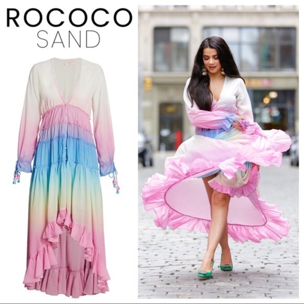 🍬 Rococo Sand 🍬 Ombré Ruffled Dress XS NWT